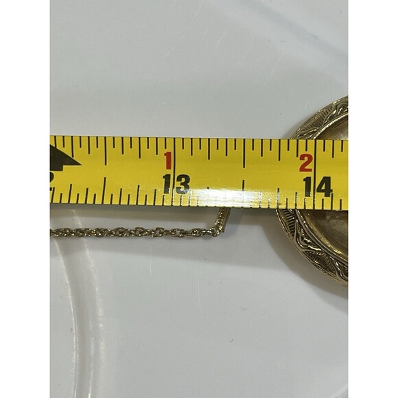 Vtg 1928 Brand Gold Tone Photo Filigree Rose Locket Necklace Pendant Chain 26in - Picture 9 of 12